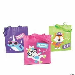 Best deal ⭐ 15" x 17" Large Dancing Animals Nonwoven Tote Bags - 12 Pc. 🌟