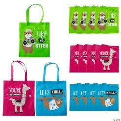 Hot Sale βοΈ 15" x 17" Large Funtastic Animal Nonwoven Tote Bags - 12 Pc. β€οΈ