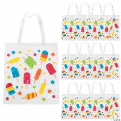 Coupon ๐ฅฐ 15" x 17" Large Ice Pop Party Vinyl Tote Bags - 12 Pc. ๐
