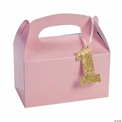 Best Pirce ⭐ 1st 🎂 Birthday Light Pink 🎂 Birthday Favor Boxes with Tag - 12 Pc. 🔥