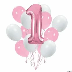 Budget 🌟 1st 🎂 Birthday Pink Balloon Bouquet - 26 Pc. 😍