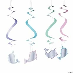 Hot Sale ๐คฉ 20" Iridescent Narwhal Party Hanging Swirls - 12 Pc. ๐