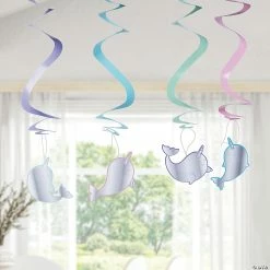 Hot Sale 🤩 20" Iridescent Narwhal Party Hanging Swirls - 12 Pc. 👍 -Deals Supplies Store 20 iridescent narwhal party hanging swirls 12 pc 13845588 a02