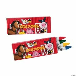 New 👍 4-Color Farm Party Crayons - 24 Boxes 👍