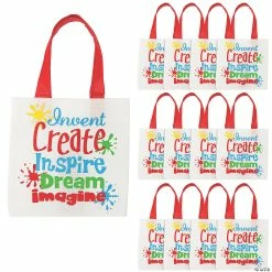 Best deal π 6" x 6" Mini Nonwoven Little Artist Tote Bags - 12 Pc. π