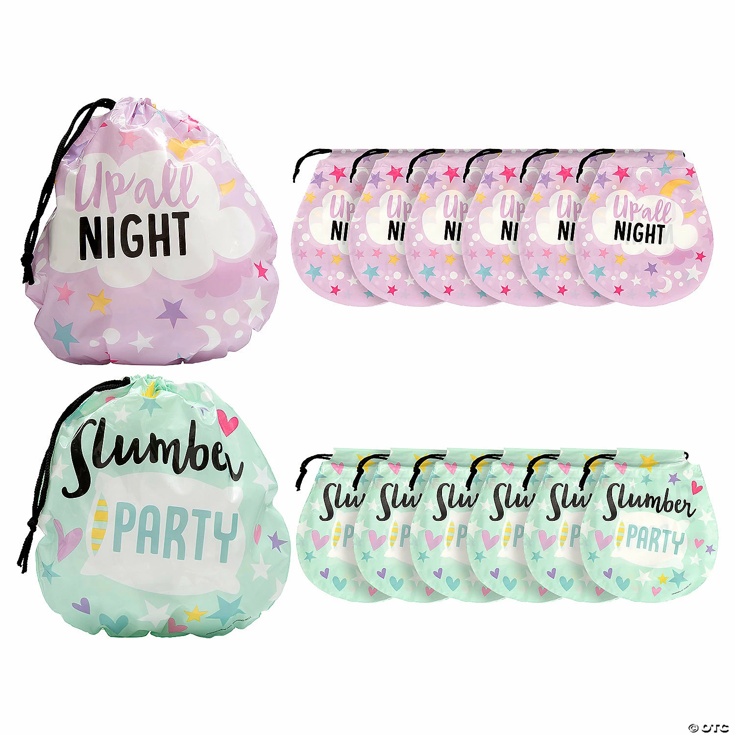 Budget π 7 3/4" x 8 1/2" Slumber Party Favor Plastic Drawstring Bags - 12 Pc. π― 3 Budget π 7 3/4" x 8 1/2" Slumber Party Favor Plastic Drawstring Bags - 12 Pc. π―