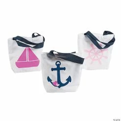 Budget 😉 8" x 8 1/2" Mini Nautical Girl Nonwoven Tote Bags - 12 Pc. 🛒