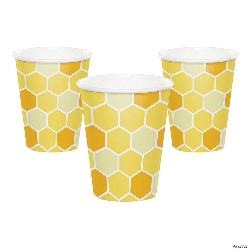 Outlet ❤️ Bumblebee Party Yellow Paper Cups - 8 Pc. ❤️ 3 Outlet ❤️ Bumblebee Party Yellow Paper Cups - 8 Pc. ❤️