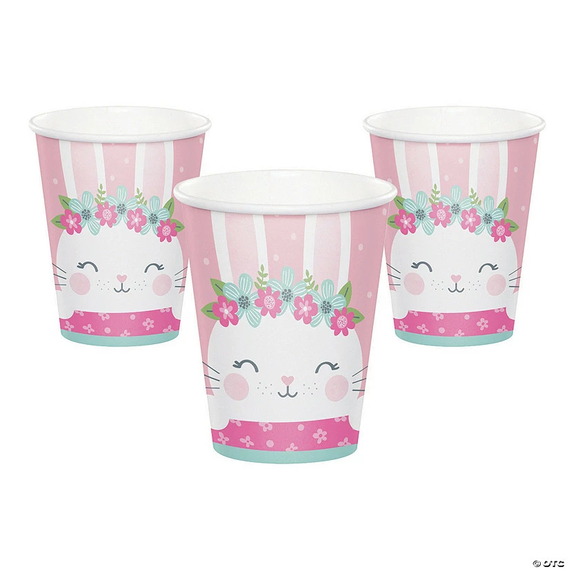 Best Sale π Bunny Party Pink & Floral Paper Cups - 8 Pc. π 3 Best Sale π Bunny Party Pink & Floral Paper Cups - 8 Pc. π