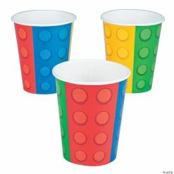Deals 👍 Color Brick Red, Blue, Yellow & Green Paper Cups - 8 Pc. 🤩