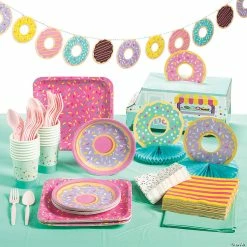 Hot Sale 🧨 Donut Party Tableware Kit for 16 Guests 😉