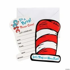 Flash Sale 😉 Dr. Seuss™ The Cat in the Hat™ Invitations with Envelopes - 24 Pc. 🎁
