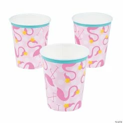 Wholesale ❤️ Flamingo Pink Polka Dot Paper Cups - 8 Pc. 🎉