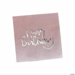 Budget 🎁 Ginger Ray Gold Foil Happy 🎂 Birthday Pink Ombre Luncheon Napkins - 20 Pc. 🔔