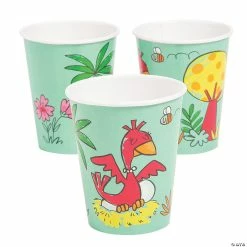 New 😀 Girl Dinosaur Prehistoric Bird Paper Cups - 8 Pc. 😀