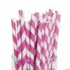 Budget 💯 Striped Paper Straws - 24 Pc. 👍 -Deals Supplies Store hot pink striped paper straws 24 pc 13617383