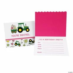 Hot Sale 🧨 John Deere™ Pink Invitations - 8 Pc. ❤️