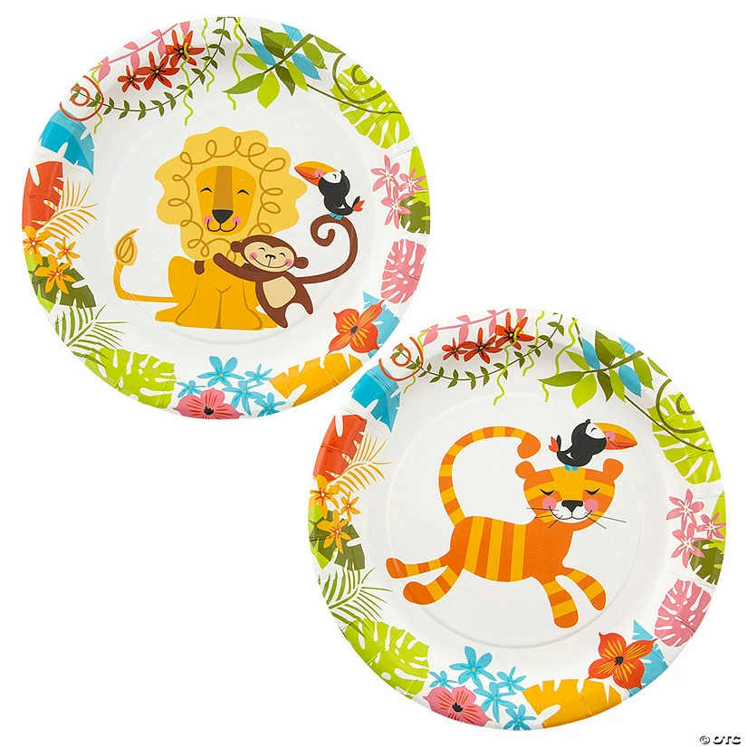 Budget π Jungle Baby Shower Lion, Monkey, Toucan Paper Dessert Plates - 8 Ct. π 3 Budget π Jungle Baby Shower Lion, Monkey, Toucan Paper Dessert Plates - 8 Ct. π