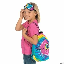 Cheap 🤩 Large Tie-Dyed Sleepover Drawstring Bag with Eye Mask - 2 Pc. 🥰 -Deals Supplies Store large tie dyed sleepover drawstring bag with eye mask 2 pc 14 1347 a01