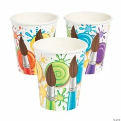 Deals 🥰 Little Artist Party Paintbrushes & Swirls Paper Cups - 8 Pc. ❤️
