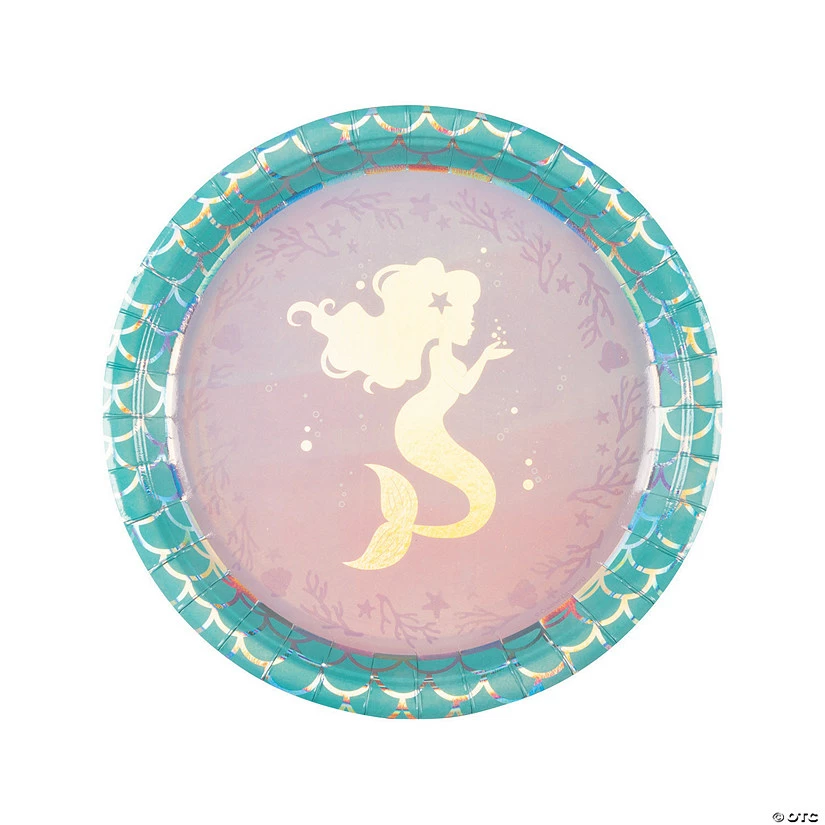 Cheap 🧨 Mermaid Sparkle Iridescent Dinner Paper Plates - 8 Ct. 🥰 3 Cheap 🧨 Mermaid Sparkle Iridescent Dinner Paper Plates - 8 Ct. 🥰