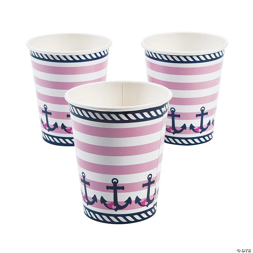 Cheap β Nautical Girl Anchors & Hearts Striped Paper Cups - 8 Pc. π 3 Cheap β Nautical Girl Anchors & Hearts Striped Paper Cups - 8 Pc. π