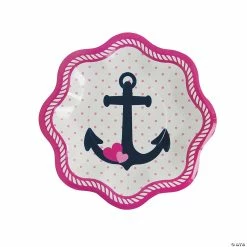 Best Pirce 🧨 Nautical Pink Scalloped Paper Dessert Plates - 8 Ct. 🧨