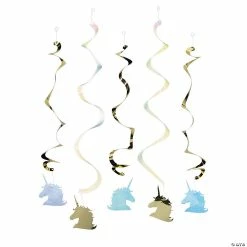 Budget 🥰 Sparkle Unicorn Hanging Swirl Decorations - 5 Pc. 🛒