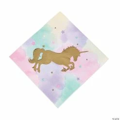 Best deal 🎉 Sparkle Unicorn with Goild Foil Silhouette Luncheon Napkins - 16 Pc. 🛒