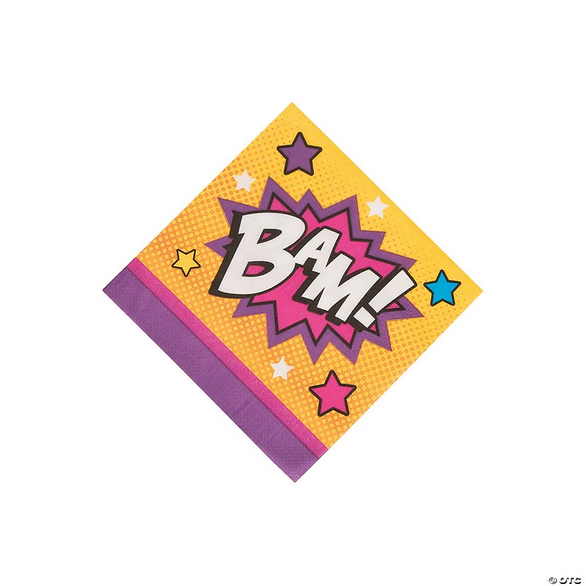 Budget π Superhero Girl Beverage Napkins - 16 Pc. β¨ 3 Budget π Superhero Girl Beverage Napkins - 16 Pc. β¨