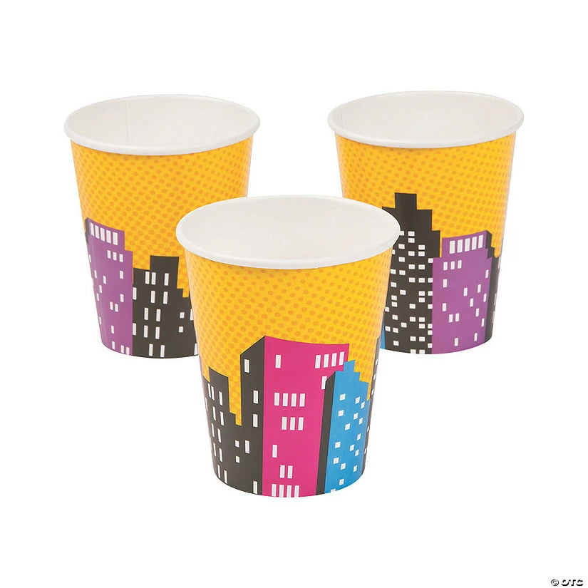 Wholesale π Superhero Girl City Skyline Paper Cups - 8 Pc. π 3 Wholesale π Superhero Girl City Skyline Paper Cups - 8 Pc. π
