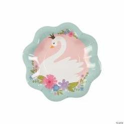 New 🧨 Sweet Swan Scalloped Paper Dessert Plates - 8 Ct. ✨