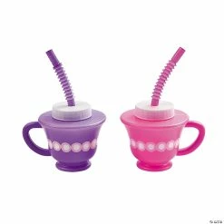 Flash Sale 🎁 Tea Party Novelty Cups with Straws - 12 Ct. 👍