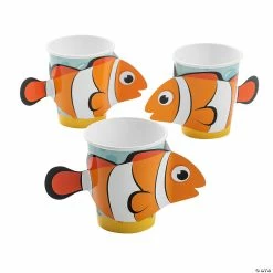 New 🎁 Under the Sea Paper Cups with Clownfish Sleeves - 8 Pc. ⭐