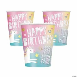 New 🌟 Unicorn 🥳 Birthday Hip Hooray Rainbow Paper Cups - 8 Pc. 🎉