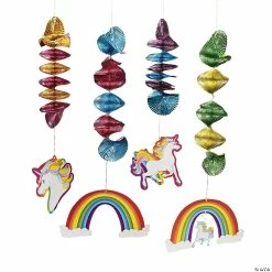 Best Pirce 👏 Unicorn Hanging Spiral Decorations - 12 Pc. 🌟