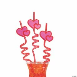 Discount 🛒 Valentine's Day Heart Silly Straws - 12 Pc. ⭐