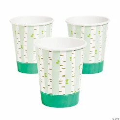 New ⭐ Woodland Party Leafy Tree Trunks Paper Cups - 8 Pc. 🔔