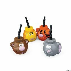 Hot Sale 💯 Zoo Animal Cups with Straws - 12 Ct. 💯